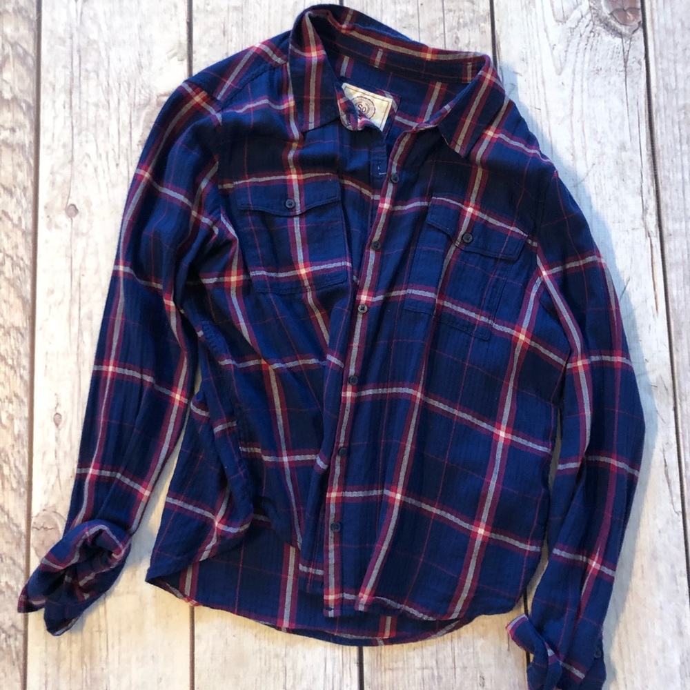 Blue plaid shirt